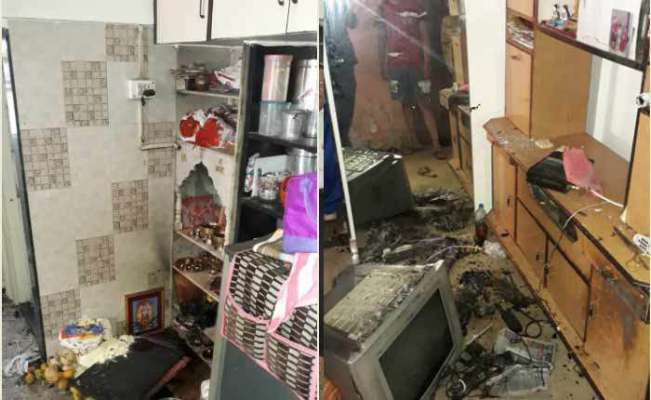 सिलेंडरमधून गॅस गळती होऊन लागलेल्या आगीमध्ये दोन जन जखमी