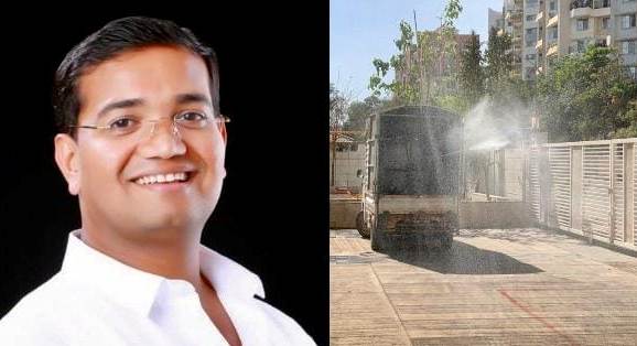 वाकडमध्ये निर्जंतुकीकरणाची मोहीम तीव्र; विनायक गायकवाड युथ फाऊंडेशनचा पुढाकार