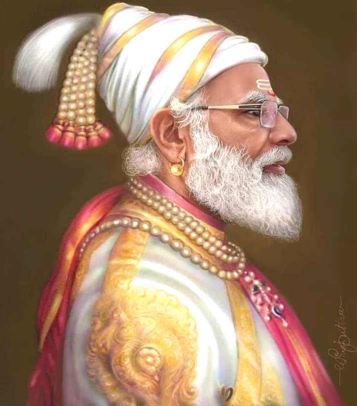 पंतप्रधान नरेंद्र मोदींचा फोटो छत्रपतींच्या वेशात...