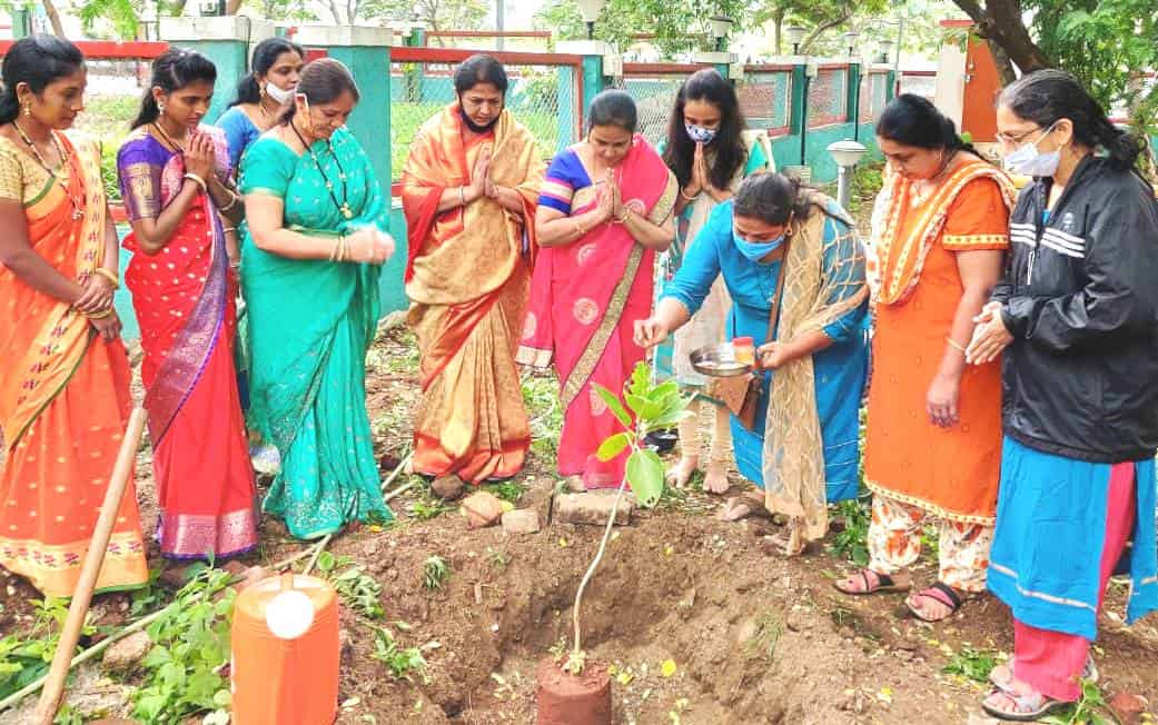 निगडी-प्राधिकरणात वडाचे रोप लावून वटपौर्णिमा साजरी..