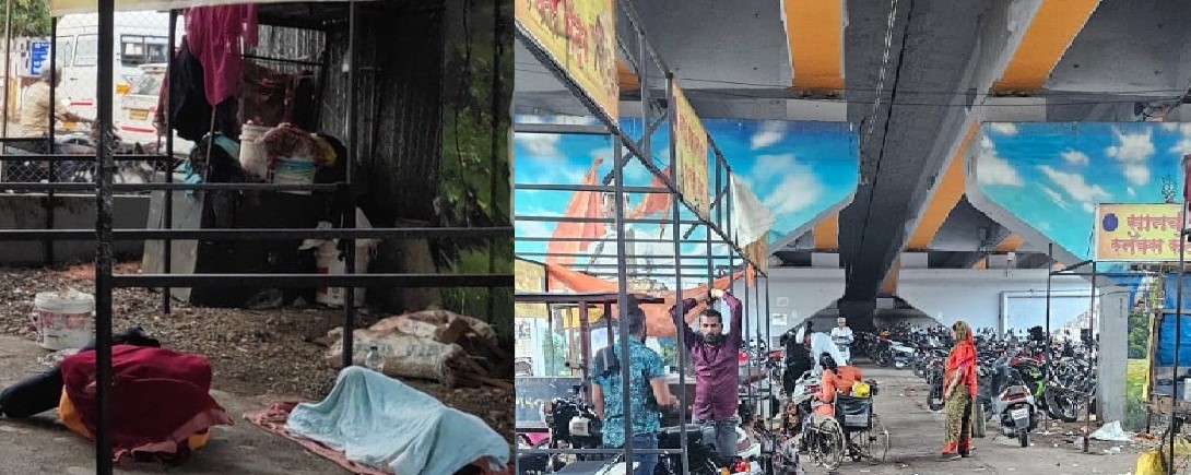 निगडीतील मधुकर पवळे उड्डाणपूलाखालील पार्किंग समस्यांच्या गर्तेत.. बेकायदेशीर वास्तव्य