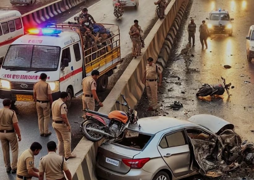 चिंचवडच्या दळवीनगर उड्डाणपुलावर भीषण अपघात...