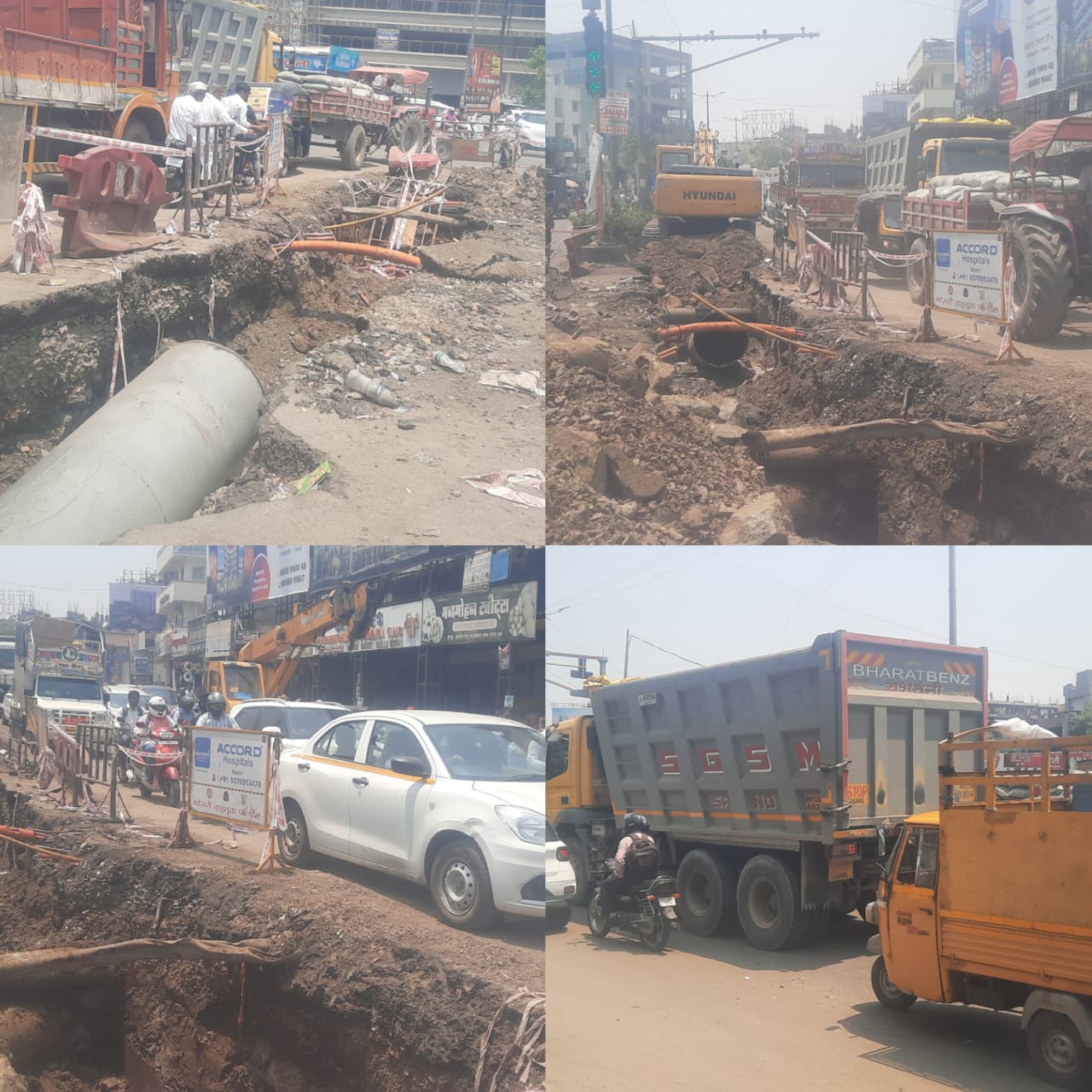 मोशीतील भारत माता चौक बनलाय 'ढकलगाडी' चौक..