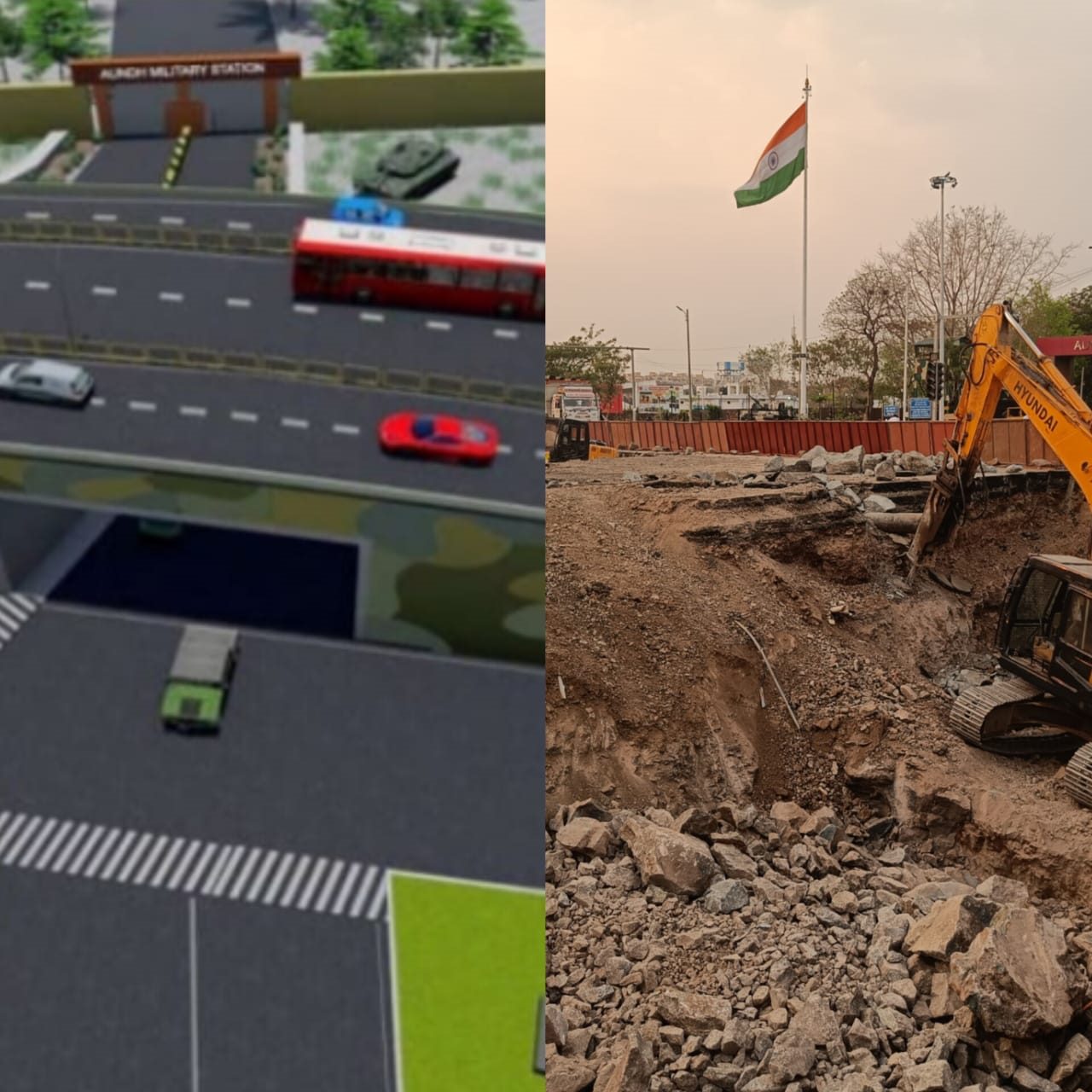 रक्षक चौक येथील सब वेच्या कामाला गती..