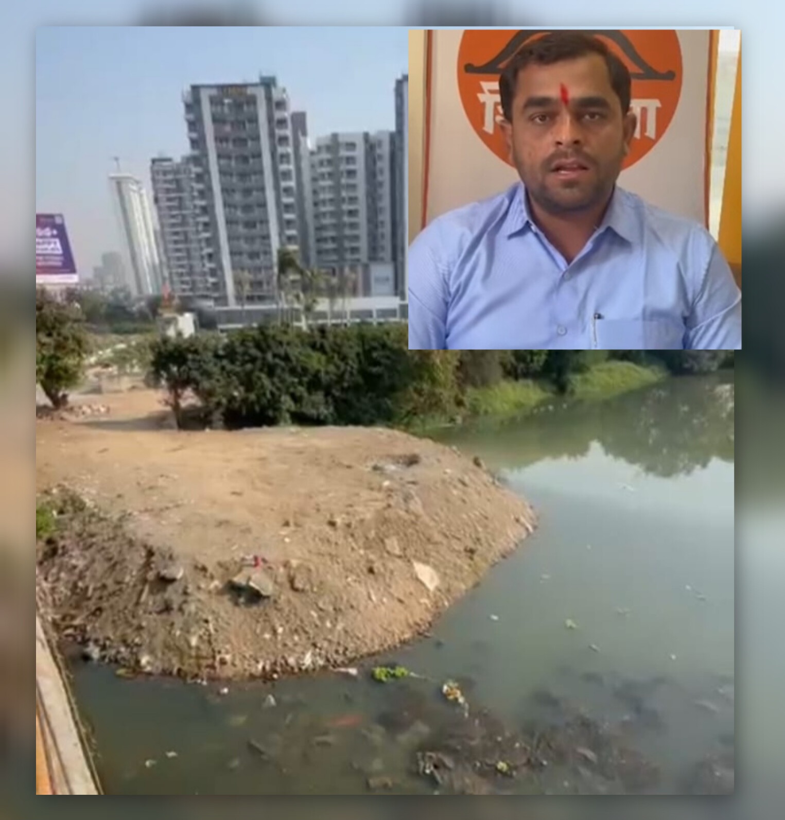 रावेत येथील पवना नदीपात्र अरुंद करण्याचा प्रकार..