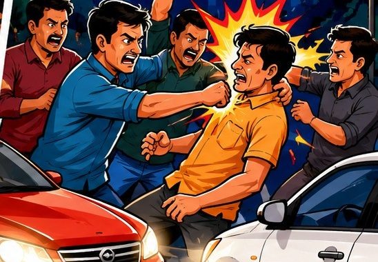वाल्हेकरवाडीतील जिजामाता चौकात कारच्या कटवरून एकमेकांना मारहाण...