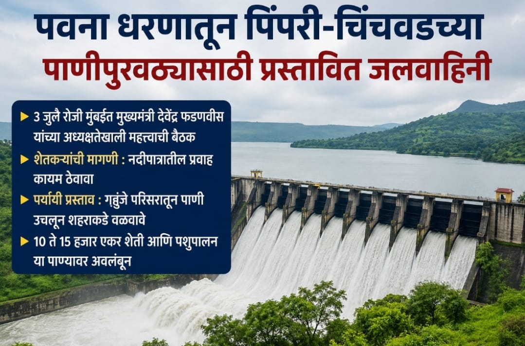 पवना बंदिस्त जलवाहिनीवरील ३ जुलैच्या बैठकीकडे लक्ष..