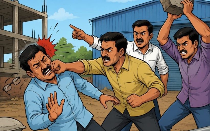 चिखलीतील शेलारवस्ती परिसरात जमिनीच्या वादातून बांधकाम व्यावसायिकावर हल्ला...