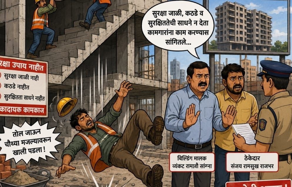 मारुंजीतील बांधकाम साईटवरून पडून कामगाराचा मृत्यू, मालक व ठेकेदार अटकेत...