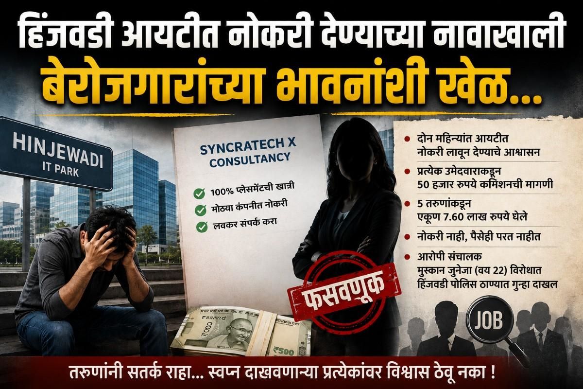 नामांकित कंपनीत नोकरी लावून देण्याचे आश्वासन..