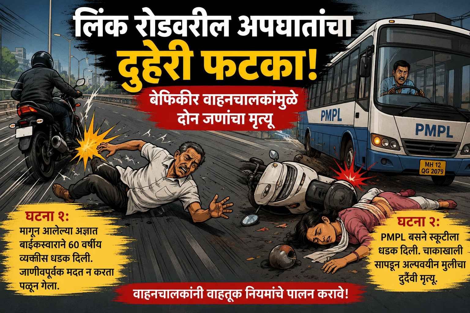 पिंपरी-चिंचवडमध्ये दोन भीषण अपघात; दोघांचा मृत्यू...
