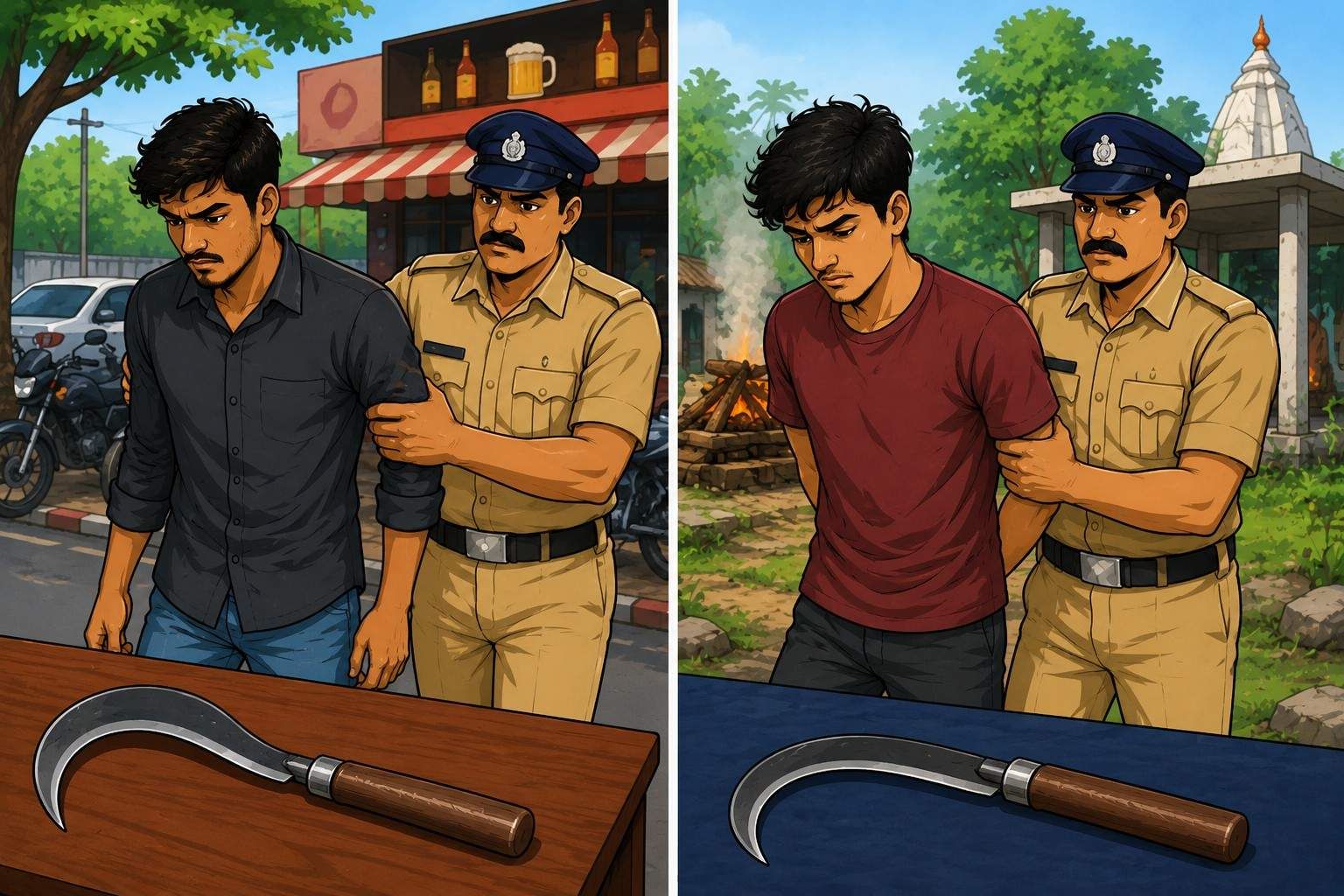 मनाई आदेशाचे उल्लंघन; दोन ठिकाणी कोयत्यासह दोघे जेरबंद...
