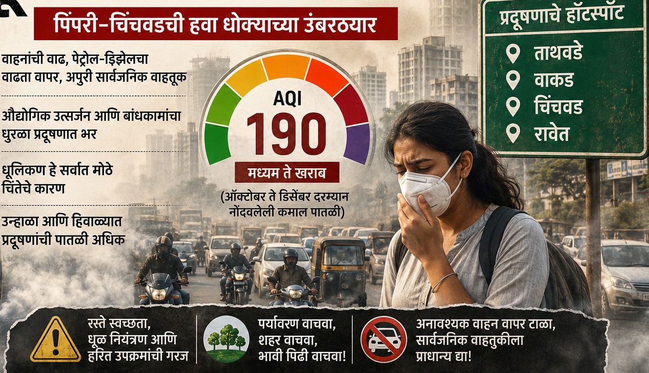 ताथवडे, वाकड, चिंचवड आणि रावेत परिसर प्रदूषणाचा कायमस्वरूपी 'हॉटस्पॉट'...