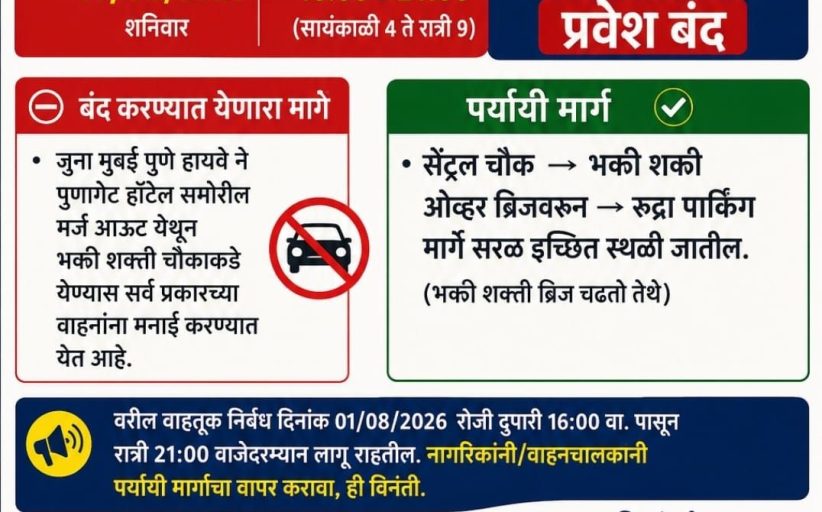 आण्णाभाऊ साठे जयंतीनिमित्त भक्ती-शक्ती चौकात वाहतूक बदल...