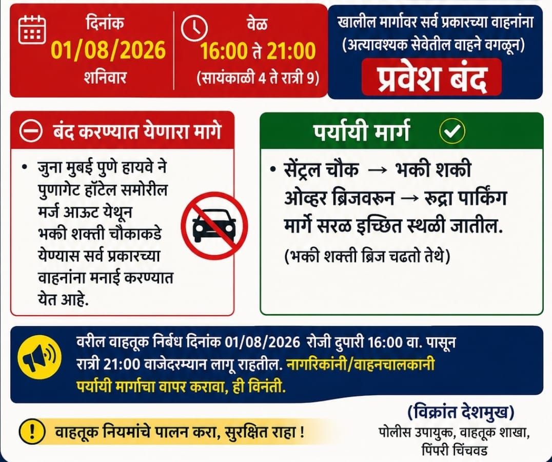 आण्णाभाऊ साठे जयंतीनिमित्त भक्ती-शक्ती चौकात वाहतूक बदल...