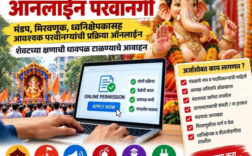 गणेशोत्सवासाठी मंडळांना आता ऑनलाइन परवानगी...