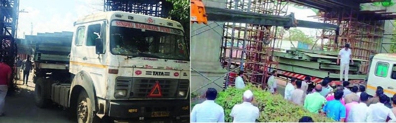 अर्धवट स्वागत कमानीत कंटेनर अडकला अनं तळवडे-देहु मार्गावर वाहतूक ठप्प...