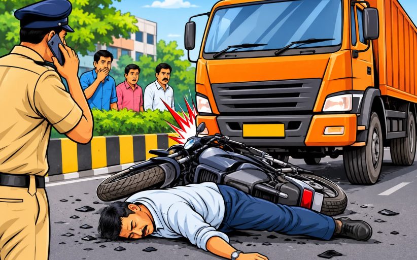 निगडीत भरधाव ट्रकची दुचाकीला धडक; ४५ वर्षीय व्यक्तीचा मृत्यू!