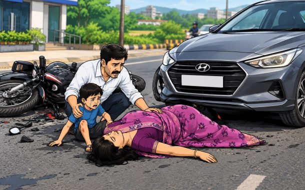डोक्यावरून गेले कारचे चाक; महिलेचा मृत्यू, चिमुकला जखमी..