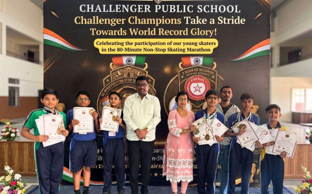 चॅलेंजर पब्लिक स्कूलच्या विद्यार्थ्यांची ८० मिनिटांची स्केटिंग मॅरेथॉन!
