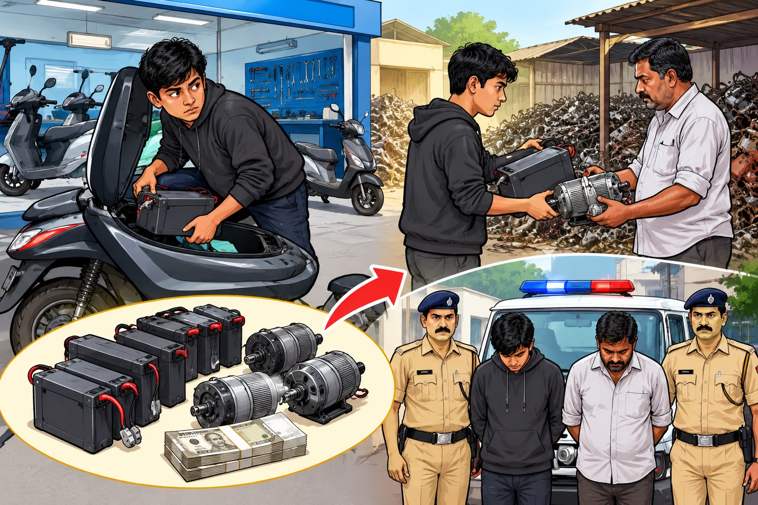 सर्व्हिस सेंटरमधून ९.८६ लाखांच्या बॅटऱ्या-मोटर चोरी..
