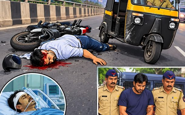 चाफेकर उड्डाणपुलावर रिक्षाची धडक; दुचाकीस्वाराचा मृत्यू..