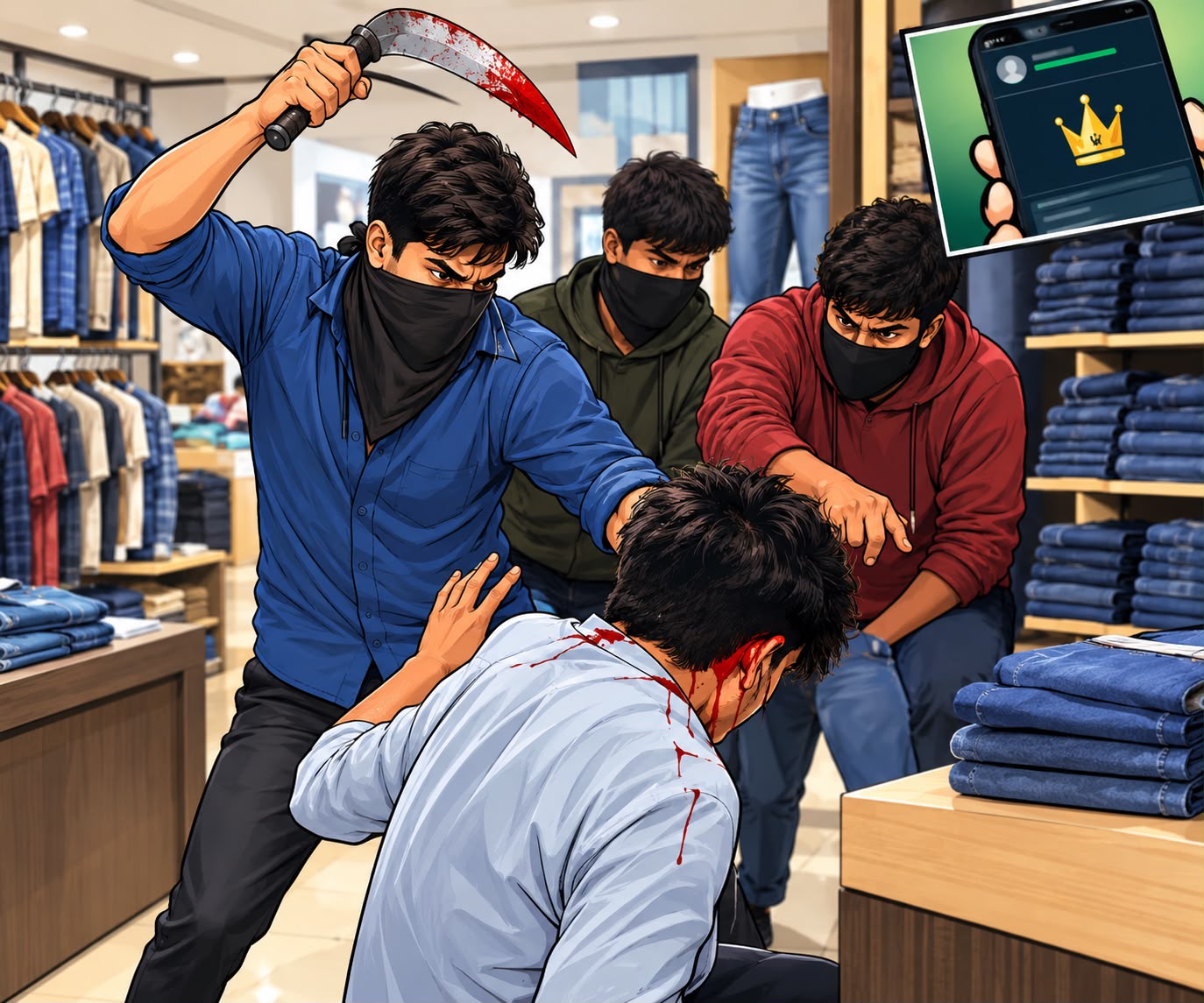 व्हॉट्सॲप स्टेटसचा राग! कापड दुकानात कोयत्याने हल्ला..