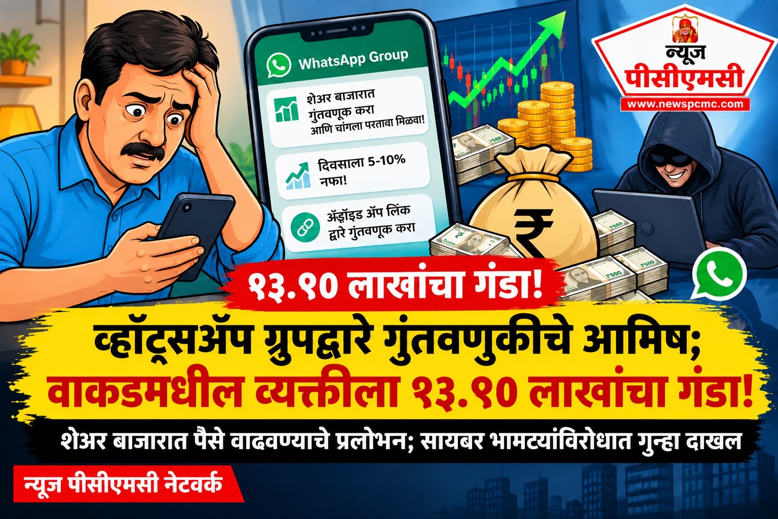 वाकडमध्ये एकाला व्हॉट्सॲप ग्रुपद्वारे लाखांचा गंडा!